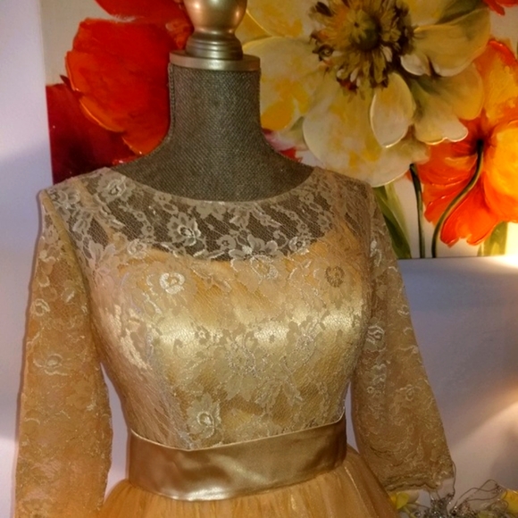💃Host Pick! Vintage Style Golden Tulle Dress🧚‍♀️ - Picture 2 of 8